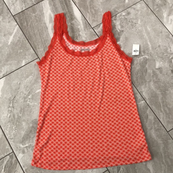 NEW-OLD NAVY LACE TRIM PRINT ORANGE TANK TOP | XL - Picture 7 of 10